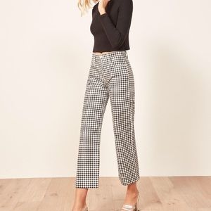 Reformation Fawcett jeans in check (raw hem)